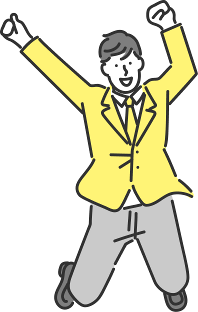 両手を掲げてジャンプする男子生徒